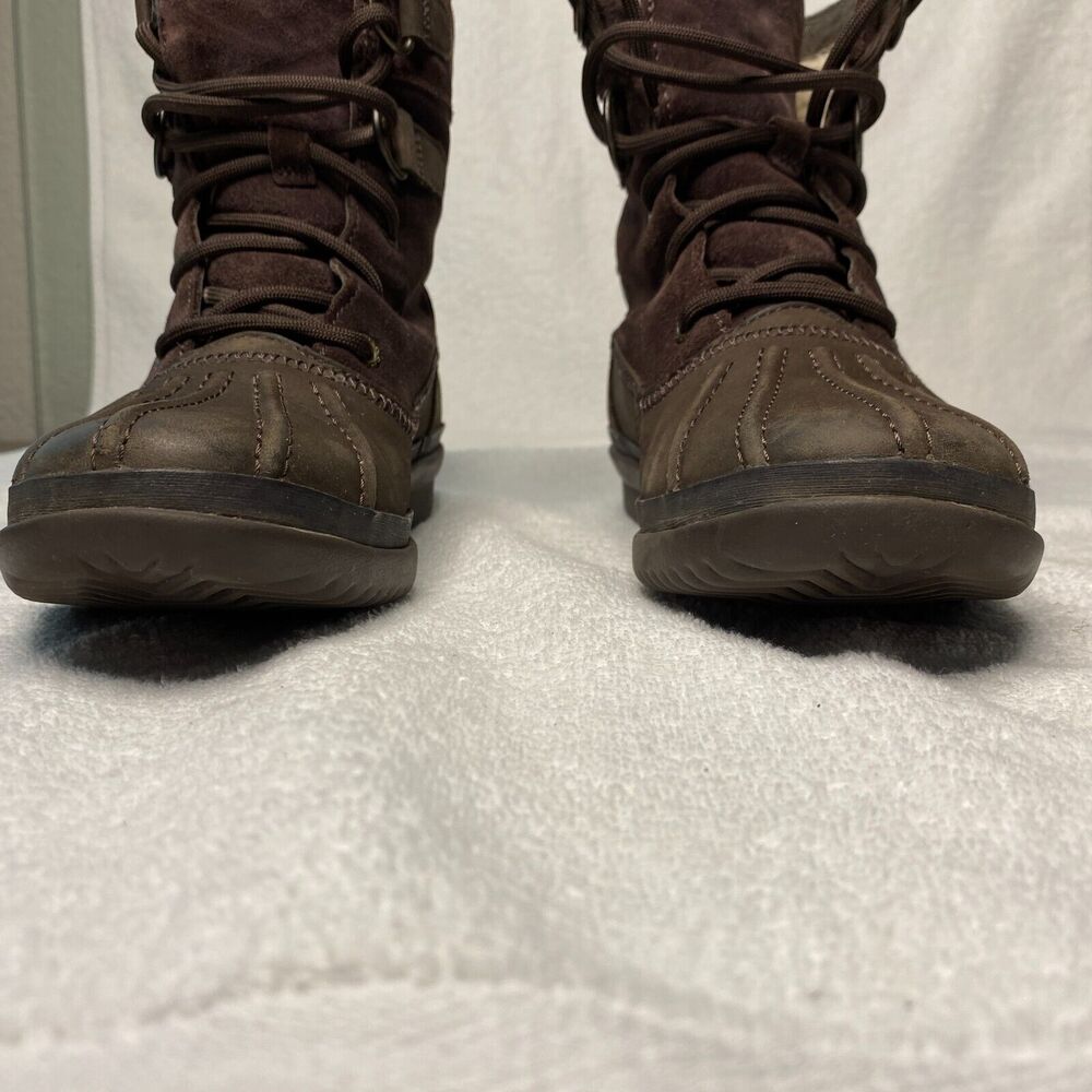UGG Azaria Boots Women 6.5 Brown Suede Leather Waterproof Shearling Lined Casual - Picture 3 of 11